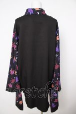 画像2: NieR Clothing / 着物風袖ブロッキングシャツ【折鶴】 F 黒 Y-26-07-24-080-PU-BL-SZ-ZY (2)