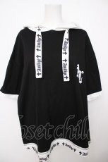 画像1: Amilige / ロゴ裾ZIP半袖カットソーパーカー F 黒 Y-26-07-24-083-PU-TS-SZ-ZY (1)