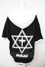 画像2: Amilige / ロゴ裾ZIP半袖カットソーパーカー F 黒 Y-26-07-24-083-PU-TS-SZ-ZY (2)