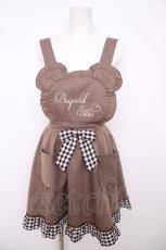 画像1: Amavel / 刺繍入りくま耳付エプロンドレスジャンスカ F ブラウン Y-26-07-24-085-CA-OP-SZ-ZY (1)