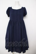 画像1: Maison de FLEUR Petite Robe canone / ピンタックフリルワンピース  紺 Y-26-07-24-104-LO-OP-SZ-ZT0907B (1)