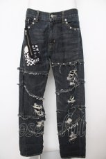 画像1: Deorart / ダメージ加工入りデニムパンツ S 黒 Y-26-07-24-116-PU-PA-SZ-ZY (1)
