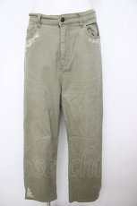 画像1: axes femme / バラ刺繍カラーデニムパンツ  カーキ Y-26-07-24-117-AX-PA-SZ-ZY (1)