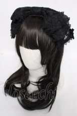 画像1: ATELIER　Ruby / ワイヤー入り総レースリボンカチューシャ  黒 Y-26-07-24-016-GO-AC-SZ-ZY (1)