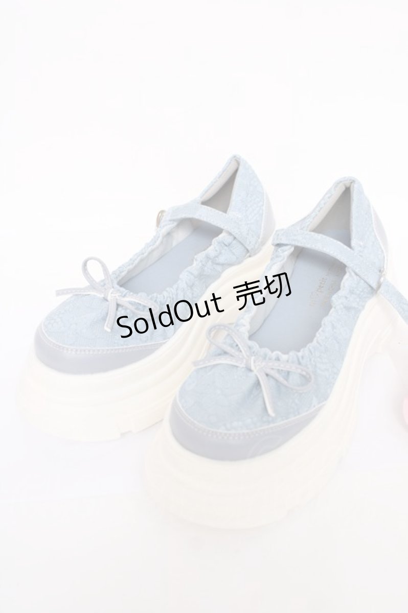 画像1: m petit by misako / AMレースバレエシューズ L サックス Y-26-07-24-021-LO-SH-SZ-ZY (1)