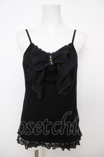 axes femme / BIGリボン使いキャミソール 黒 Y-26-07-24-024-AX-TO-SZ