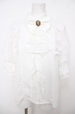 画像1: Chalmiere / クラシカルレーシー半袖ブラウス  白 Y-26-07-24-030-AX-BL-SZ-ZY (1)