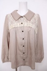 画像1: axes femme / ラメレース使いシャツ M ベージュ Y-26-07-24-033-AX-BL-SZ-ZY (1)