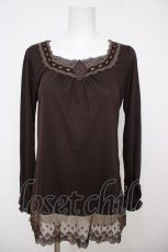 画像1: axes femme / レースデザインカットソー M 茶 Y-26-07-24-037-AX-TO-SZ-ZY (1)