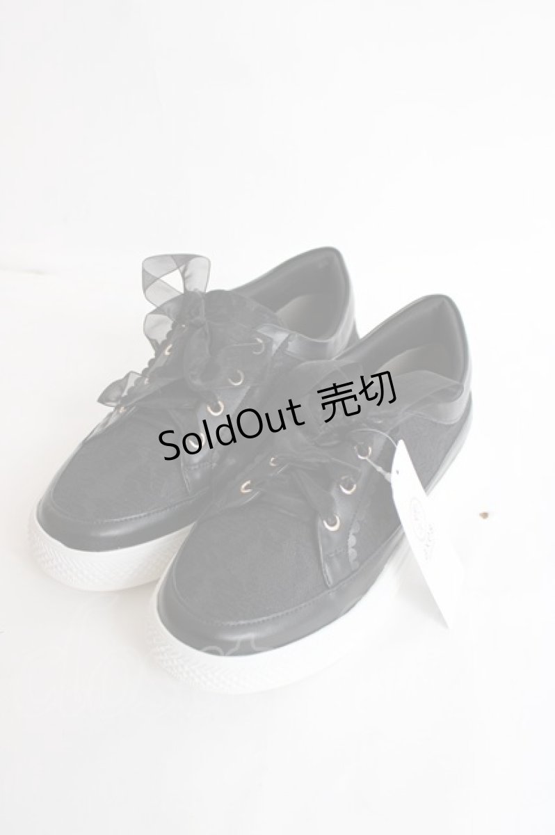 画像1: axes femme / フェミニンレーススニーカー L 黒 Y-26-07-25-022-AX-SH-SZ-ZY (1)