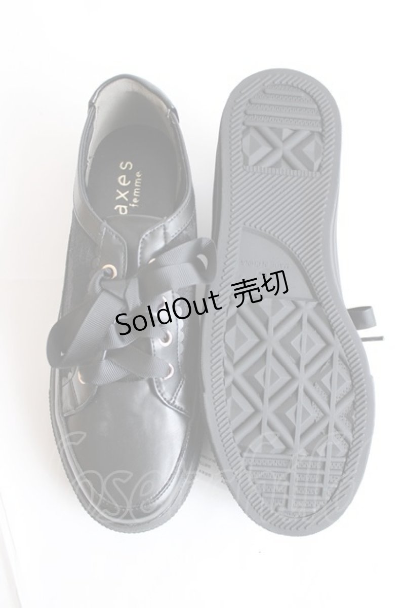 画像5: axes femme / レース切替フラットスニーカー L 黒 Y-26-07-25-042-AX-SH-SZ-ZY (5)