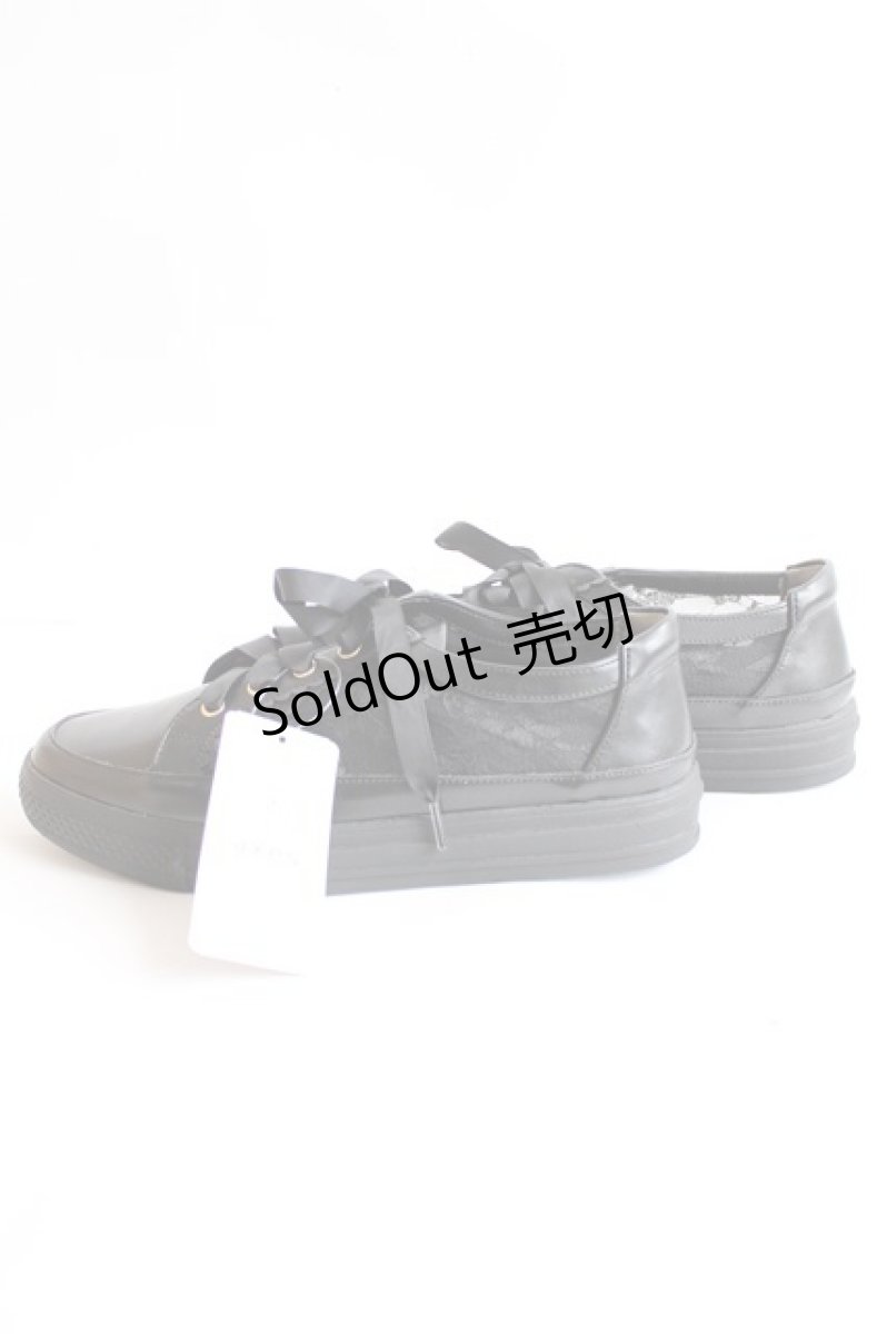 画像2: axes femme / レース切替フラットスニーカー L 黒 Y-26-07-25-043-AX-SH-SZ-ZS (2)