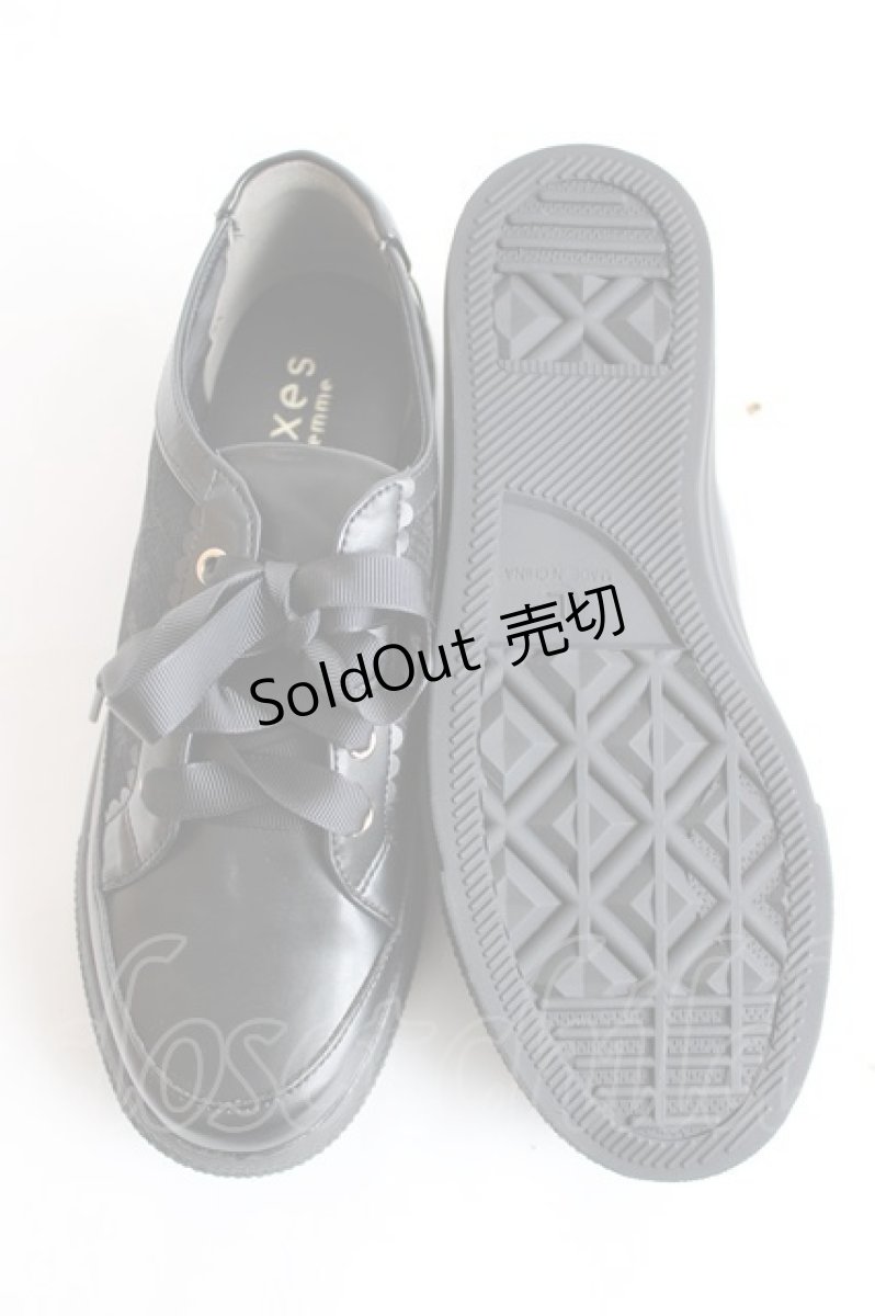 画像5: axes femme / レース切替フラットスニーカー L 黒 Y-26-07-25-043-AX-SH-SZ-ZS (5)
