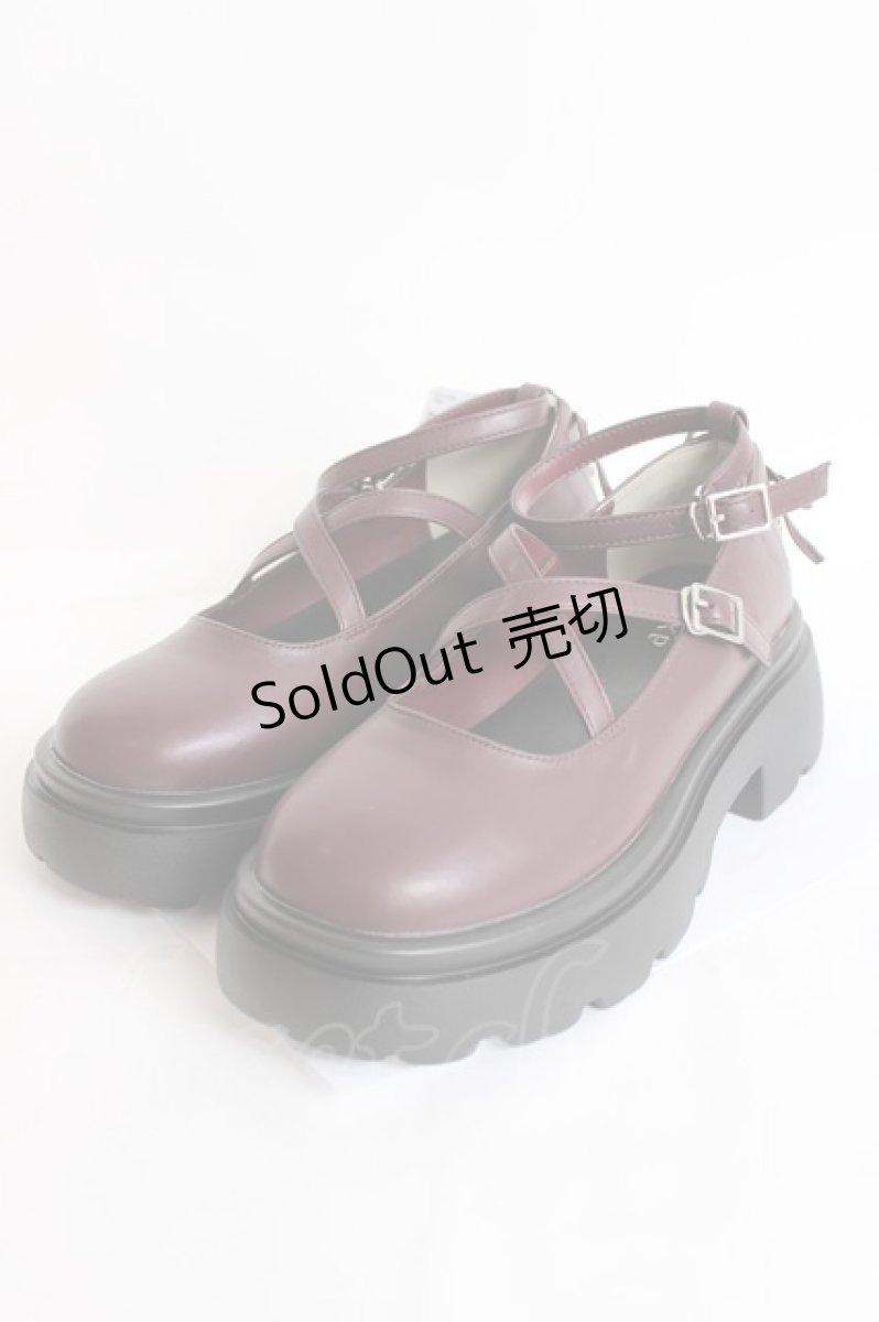 画像1: axes femme / 厚底クロスストラップシューズ L ワイン Y-26-07-25-006-AX-SH-SZ-ZY (1)