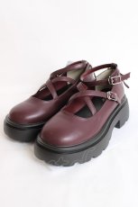 画像1: axes femme / 厚底クロスストラップシューズ L ワイン Y-26-07-25-006-AX-SH-SZ-ZY (1)