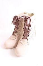 画像1: axes femme / チュールレースアップブーツ L ベージュ Y-26-07-25-057-AX-SH-SZ-ZY (1)