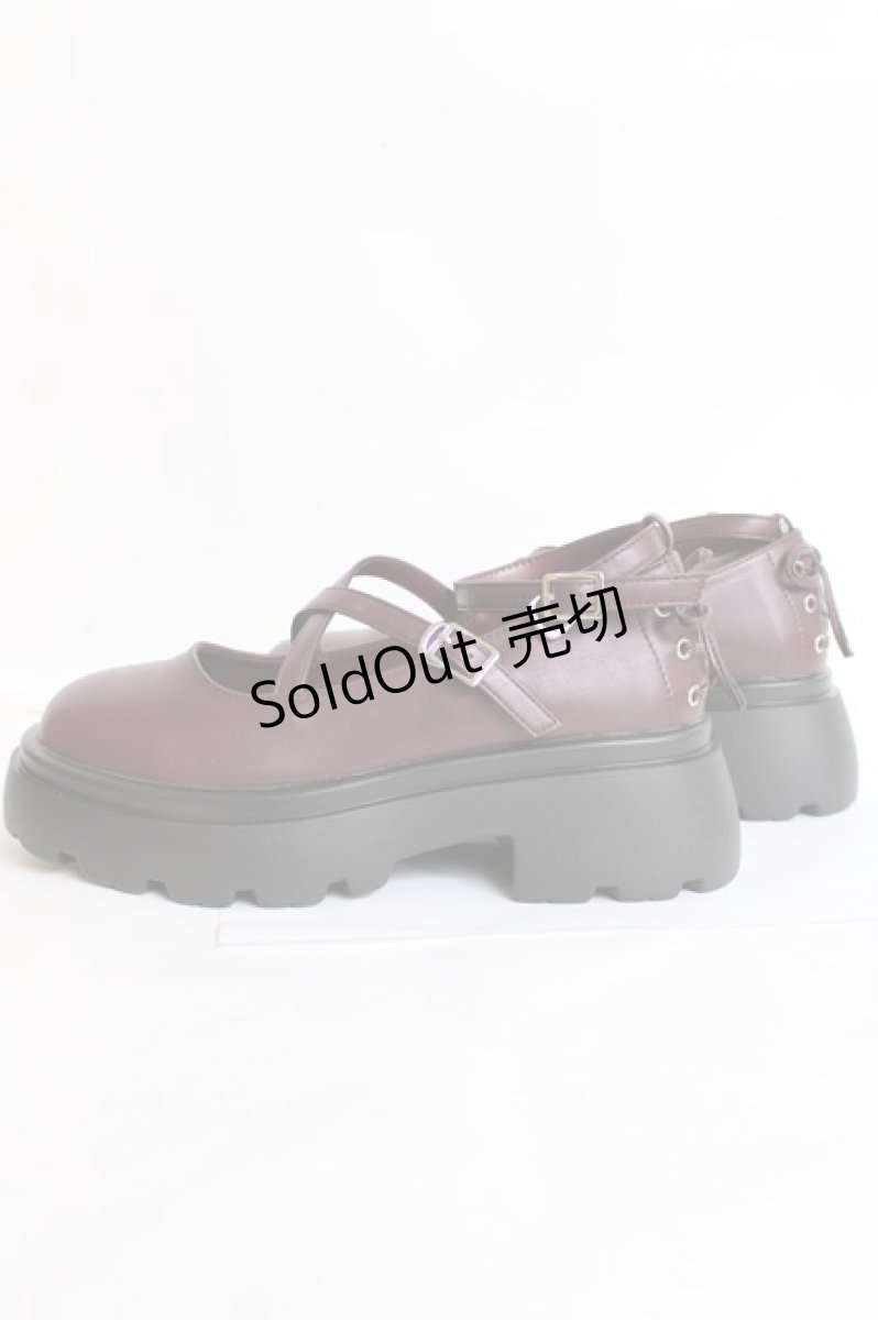 画像2: axes femme / 厚底クロスストラップシューズ L ワイン Y-26-07-25-006-AX-SH-SZ-ZY (2)