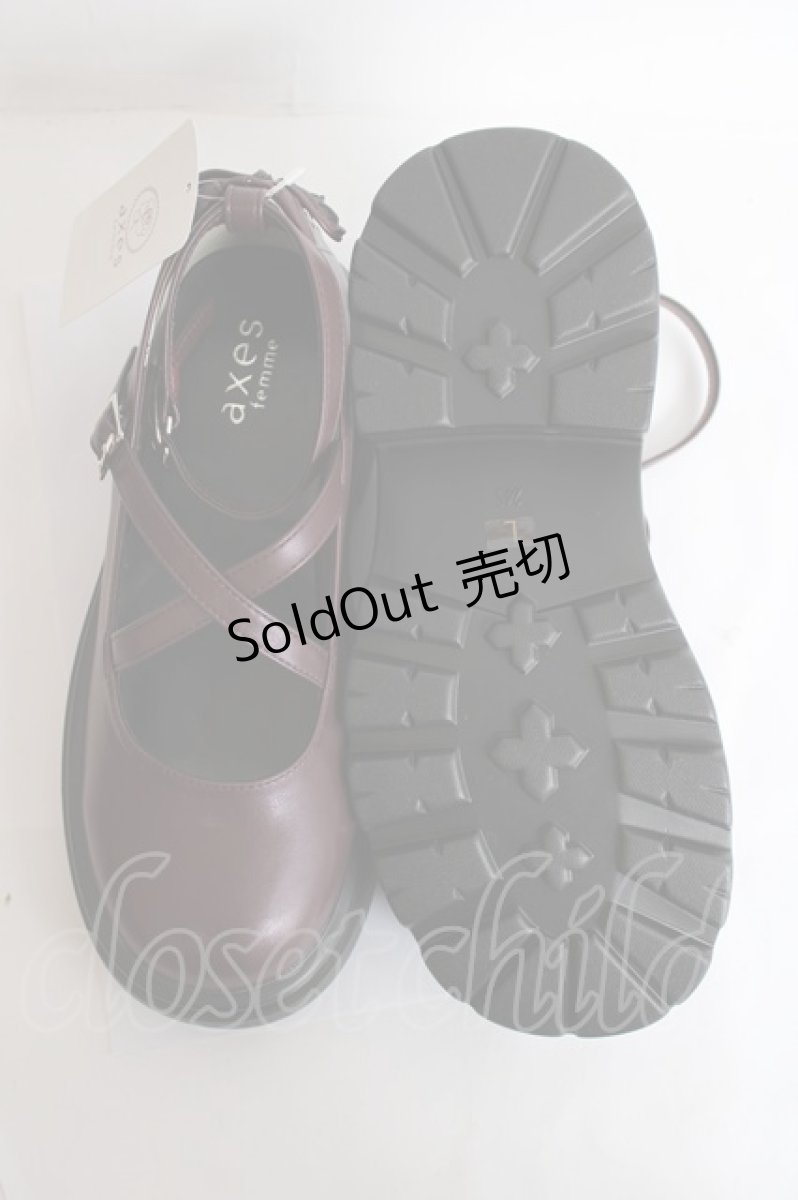 画像5: axes femme / 厚底クロスストラップシューズ L ワイン Y-26-07-25-006-AX-SH-SZ-ZY (5)