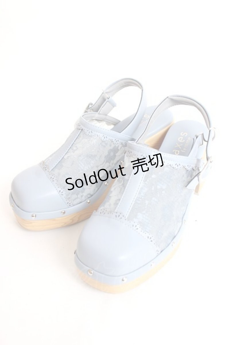 画像1: axes femme / スタッズデザインレースサボ L サックス Y-26-07-25-065-AX-SH-SZ-ZY (1)