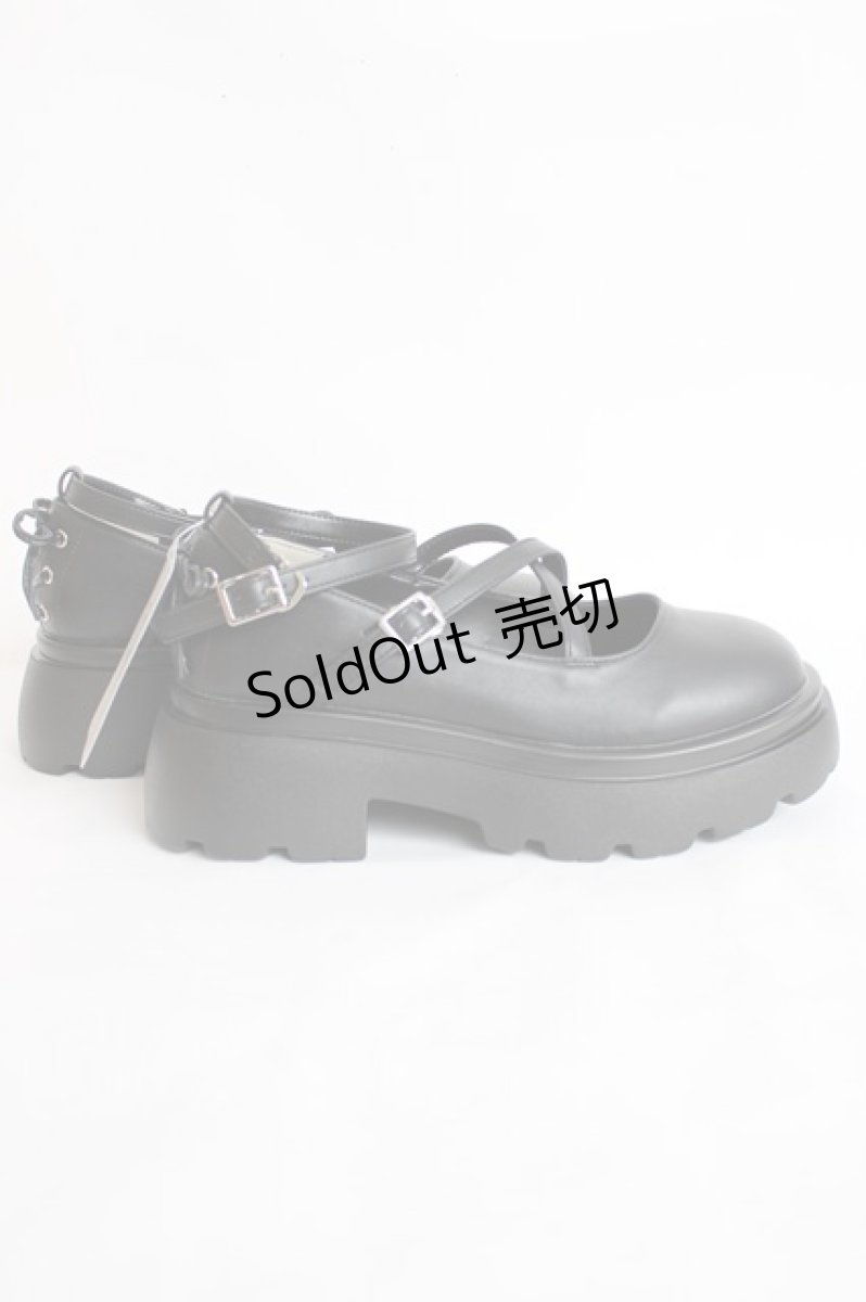 画像4: axes femme / 厚底クロスストラップシューズ L 黒 Y-26-07-25-007-AX-SH-SZ-ZY (4)