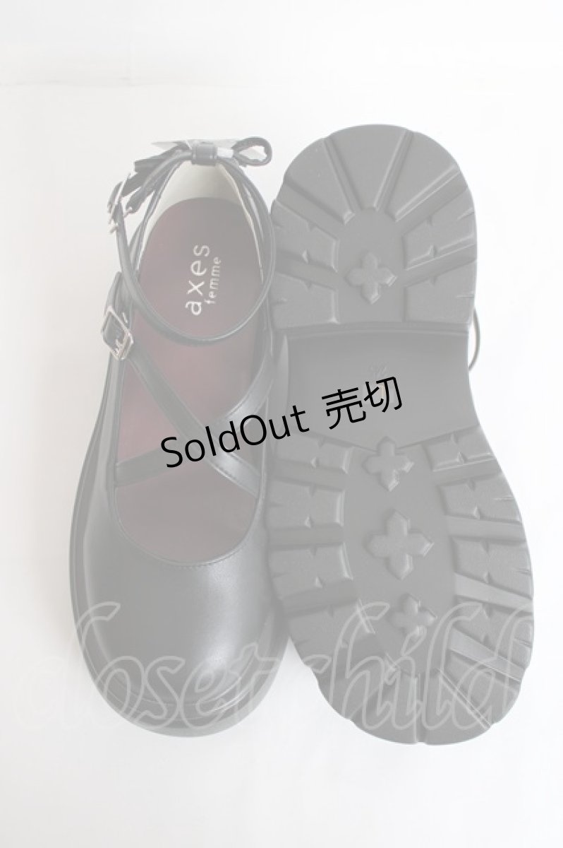 画像5: axes femme / 厚底クロスストラップシューズ L 黒 Y-26-07-25-007-AX-SH-SZ-ZY (5)