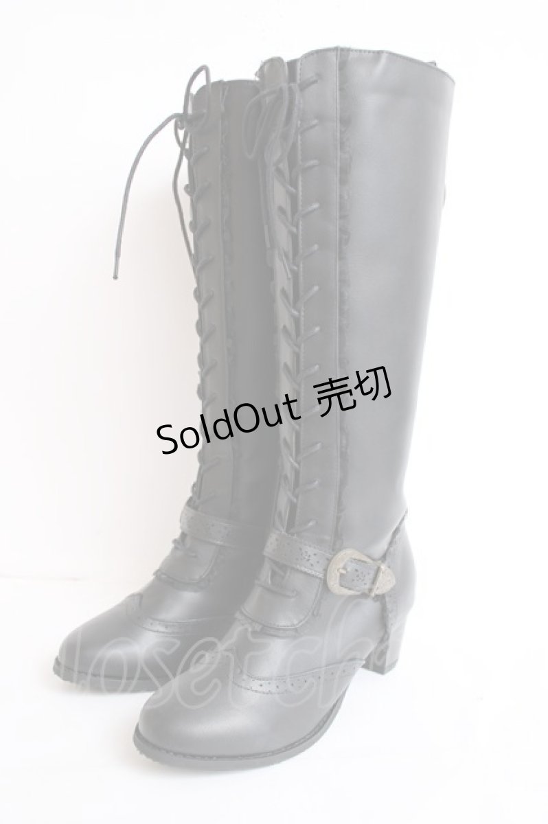 画像1: axes femme / レースアップロングブーツ L 黒 Y-26-07-25-078-AX-SH-SZ-ZY (1)