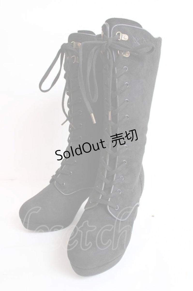 画像1: axes femme POETIQUE / 刺繍レースアップブーツ L 黒 Y-26-07-25-086-AX-SH-SZ-ZY (1)