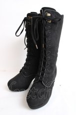 画像1: axes femme POETIQUE / 刺繍レースアップブーツ L 黒 Y-26-07-25-086-AX-SH-SZ-ZY (1)