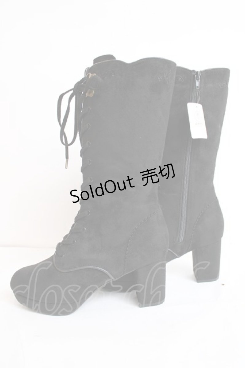 画像2: axes femme POETIQUE / 刺繍レースアップブーツ L 黒 Y-26-07-25-086-AX-SH-SZ-ZY (2)
