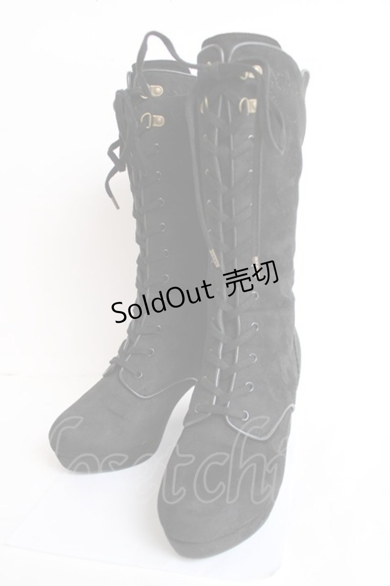 画像1: axes femme POETIQUE / 刺繍レースアップブーツ L 黒 Y-26-07-25-087-AX-SH-SZ-ZY (1)