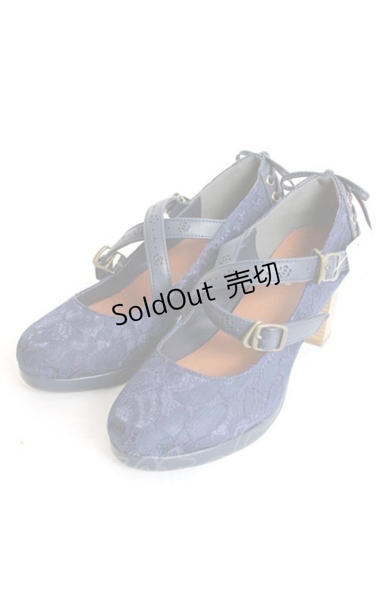 画像1: axes femme / クロスベルトレースパンプス L 紺 Y-26-07-25-010-AX-SH-SZ-ZT0921S (1)