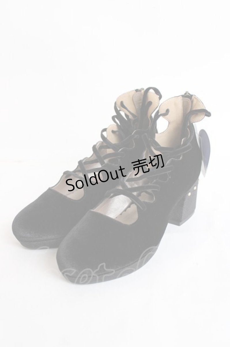 画像1: axes femme kawaii / レースアップバレエパンプス L 黒 Y-26-07-25-013-AX-SK-SZ-ZY (1)