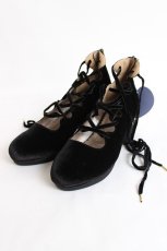画像1: axes femme kawaii / レースアップバレエパンプス L 黒 Y-26-07-25-014-AX-SK-SZ-ZY (1)