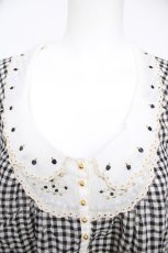 画像3: Cherir la femme / 刺繍入りギンガムブラウス M 黒 Y-26-07-26-004-LO-BL-SZ-ZY (3)