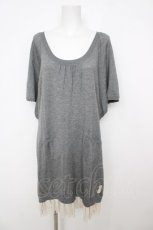 画像1: Franche Lippee / ねこ刺繍ニットワンピース M グレー Y-26-07-26-057-LO-OP-SZ-ZY (1)