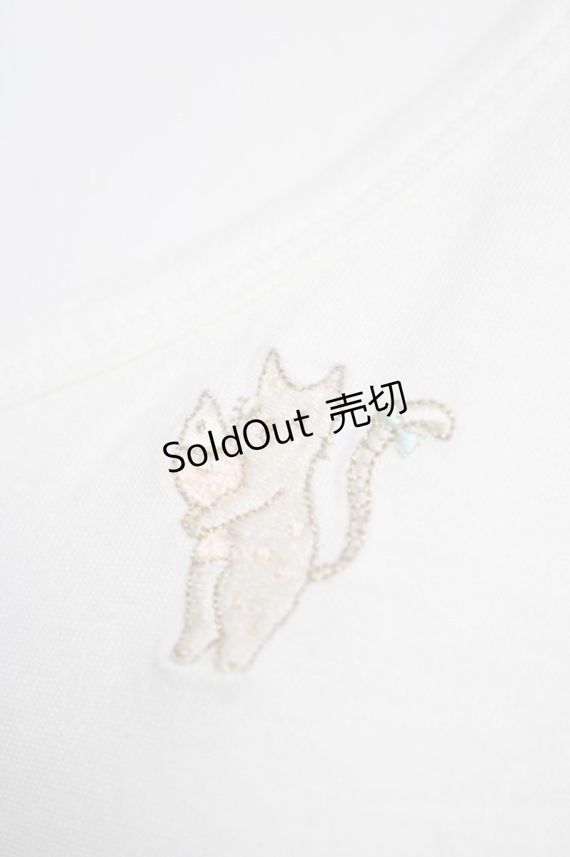 画像3: Franche Lippee / ふでねこ刺繍カットソー M 白 Y-26-07-26-006-LO-TO-SZ-ZY (3)