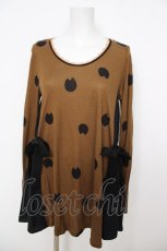 画像1: franche lippee black / まるねこ切り替えワンピース M カーキブラウン Y-26-07-26-072-LO-OP-SZ-ZY (1)