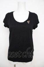 画像1: franche lippee black / ねこ刺繍カットソー M 黒 Y-26-07-26-018-LO-TO-SZ-ZY (1)