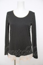 画像1: Franche Lippee / 裾バラ刺繍ドットプルオーバー M 黒 Y-26-07-26-026-LO-TO-SZ-ZY (1)