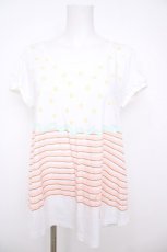画像1: Cherir la femme / のびねこボーダードットトップス M 白 Y-26-07-26-028-LO-TO-SZ-ZY (1)