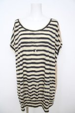 画像1: franche lippee black / うねうねネコチュニック M 生成り×黒 Y-26-07-26-032-LO-OP-SZ-ZY (1)