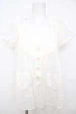画像1: Cherir la femme / コットンポケットブラウス M 白 Y-26-07-26-033-LO-BL-SZ-ZY (1)