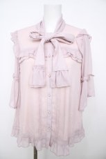 画像1: axes femme / シアーフリルボータイブラウス F ピンク Y-26-07-27-055-AX-BL-SZ-ZY (1)