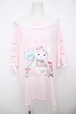 画像1: NOEMIE / バブうさ袖スピンドルセーラーチュニックTシャツ  ピンク Y-26-07-27-067-LO-OP-SZ-ZY (1)