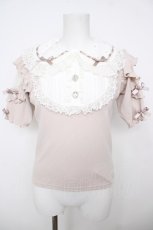 画像1: NOEMIE / お嬢さんリボンパールヨークカットソー  ピンク Y-26-07-27-068-LO-TO-SZ-ZY (1)