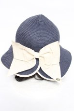 画像1: axes femme / リボンポケッタブルUVHAT 57.5cm 紺 Y-26-07-27-012-AX-AC-SZ-ZY (1)