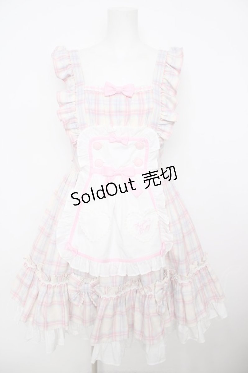 画像1: Angelic Pretty / Sugaryタータンチェックジャンパースカート  アイボリー Y-26-07-27-077-AP-OP-SZ-ZY (1)