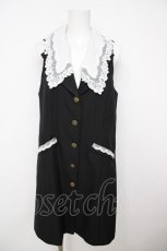 画像1: axes femme POETIQUE / レース襟ロングベスト M 黒 Y-26-07-27-093-AX-TO-SZ-ZY (1)