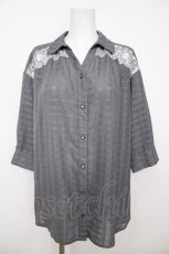 画像1: axes femme / シアーチェックロングシャツ M グレー Y-26-07-27-096-AX-BL-SZ-ZY (1)