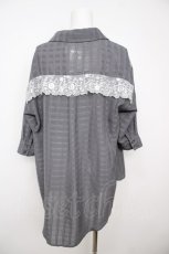 画像2: axes femme / シアーチェックロングシャツ M グレー Y-26-07-27-096-AX-BL-SZ-ZY (2)